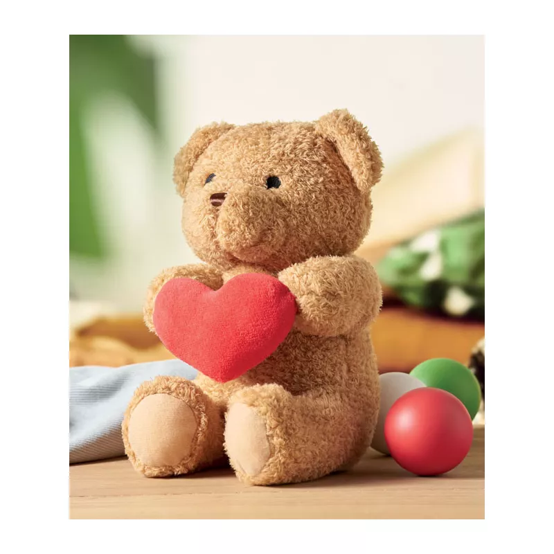 Miś pluszowy z sercem 23 cm SNUGGLE - Czerwony (MO2949-05)