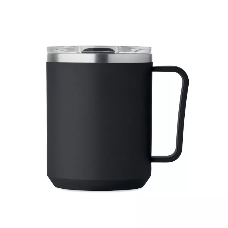 Kubek dwuścienny z przesuwaną pokrywką 400 ml COCOA - Czarny (MO2900-03)