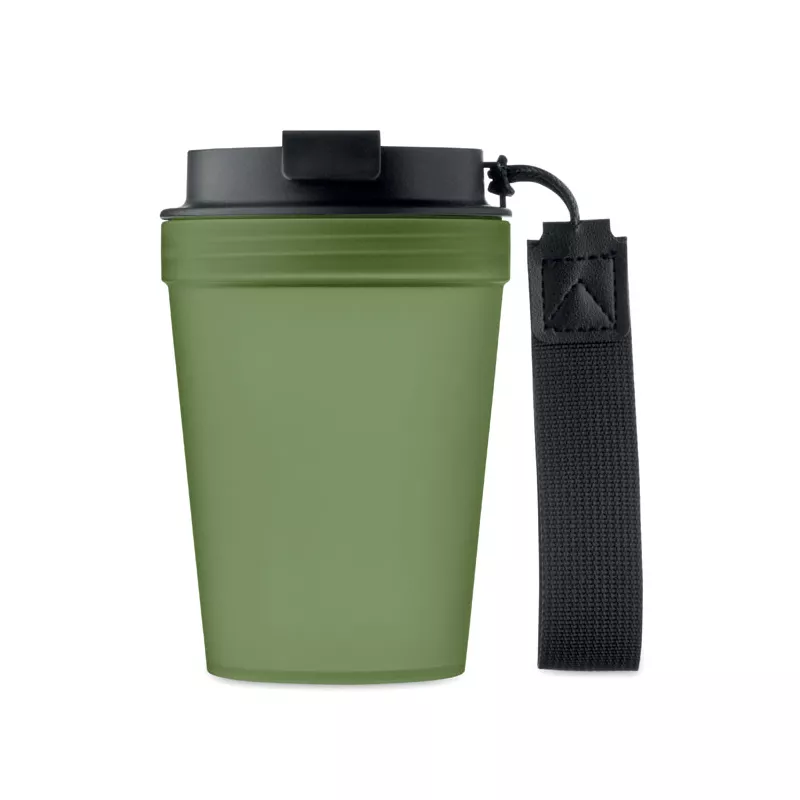 Kubek z PP z paskiem 300 ml ISFORDEN TUMBLER - Ciemnozielony (MO2670-60)