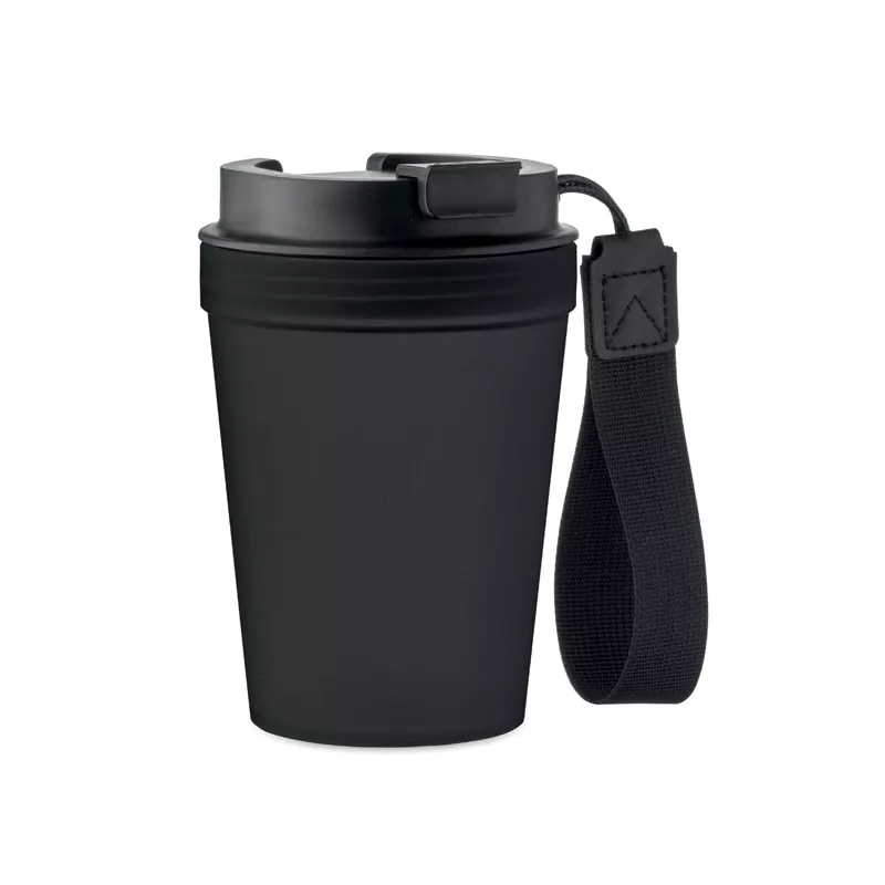 Kubek z PP z paskiem 300 ml ISFORDEN TUMBLER - Czarny (MO2670-03)