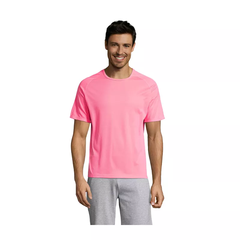 Koszulka sportowa męska raglan 140 g/m² Sol's SPORTY - Neonowy Róż 2 (S11939-NP)