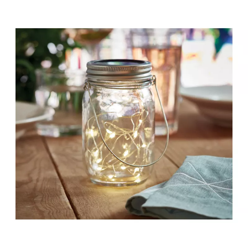 Lampa solarna w kształcie słoika 20 LED POT LAMP - Przezroczysty (MO6341-22)