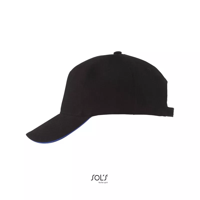Czapka z daszkiem 5-panelowa 260 g/m² Sol's LONG BEACH - Black/Royal (S00594-JN)