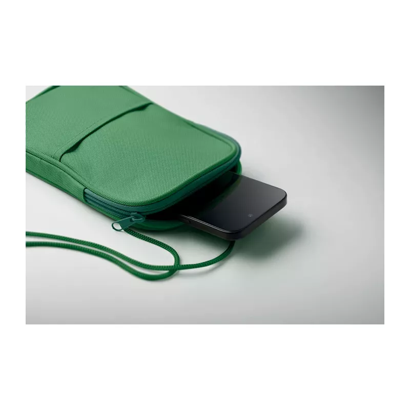 Saszetka podróżna RPET 600D na sznurku KOROVIN POUCH - Zielony (MO2675-09)