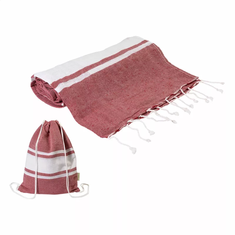 Tortuga ręcznik plażowy z recyklingowanej bawełny i torba ze ściągaczem - czerwony (AP800605-05)