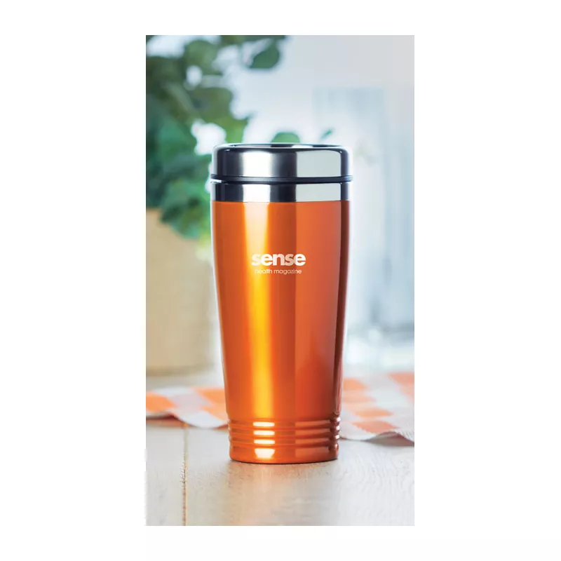 Kubek podróżny stalowy dwuścienny 400 ml RODEO COLOUR - Pomaranczowy (MO9618-10)