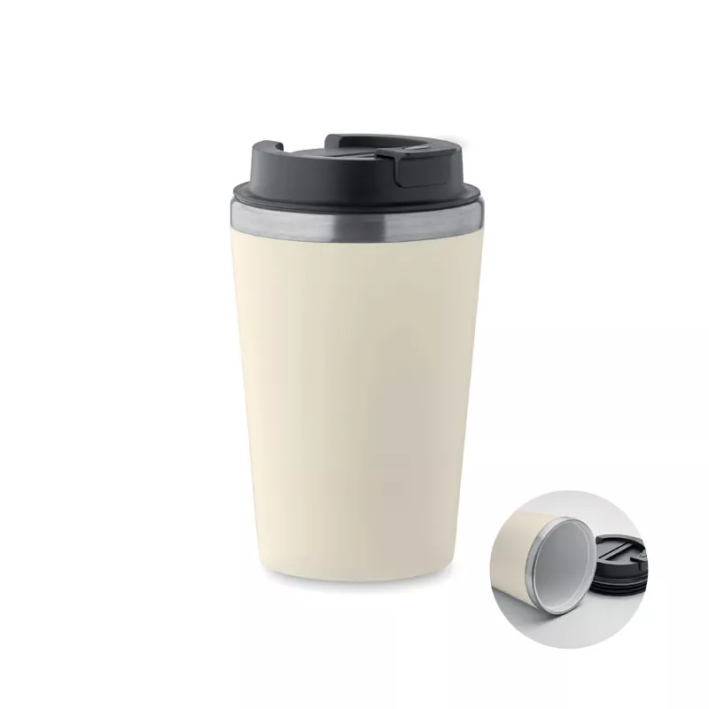 Kubek dwuścienny z powłoką ceramiczną 350 ml BLERM - Bezowy (MO2572-13)