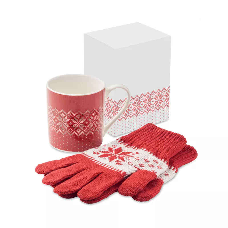 Zestaw prezentowy kubek 300 ml i rękawiczki COPITO SET - Czerwony (CX1557-05)