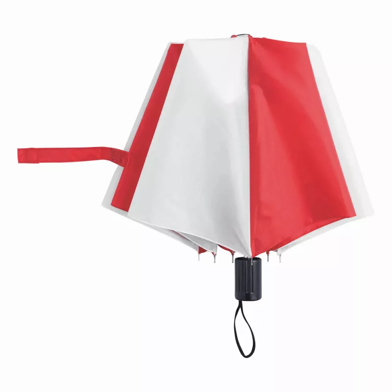 Parasol składany bez automatu REGULAR - biały, czerwony (56-0101111)