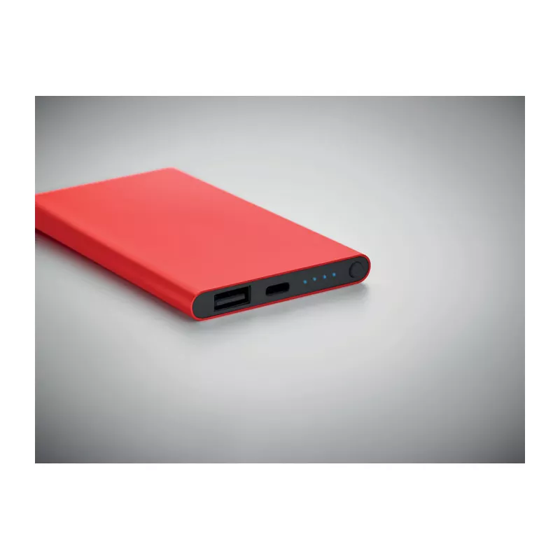 Powerbank płaski 4000 mAh aluminiowy POWERFLAT C - Czerwony (MO6825-05)