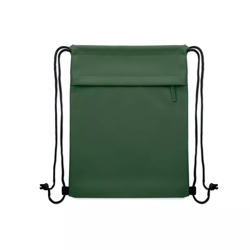 Worek ze sznurkiem z RPET 600D z kieszenią BANGKOK BAG - Ciemnozielony (MO2639-60)