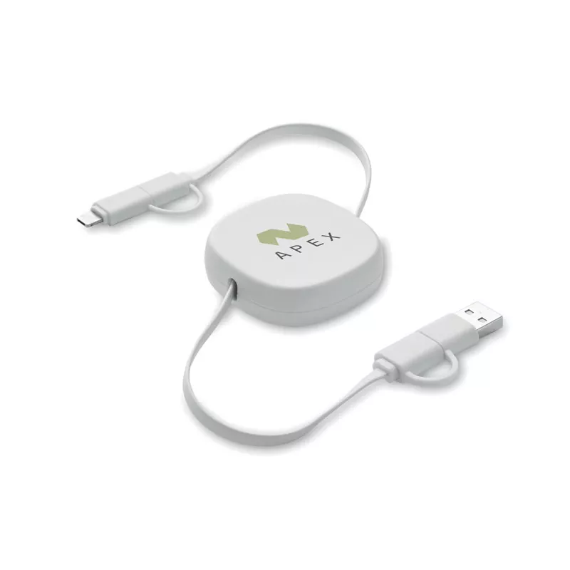 Kabel do ładowania zwijany 60W 80 cm LINEA - Bialy (MO2425-06)