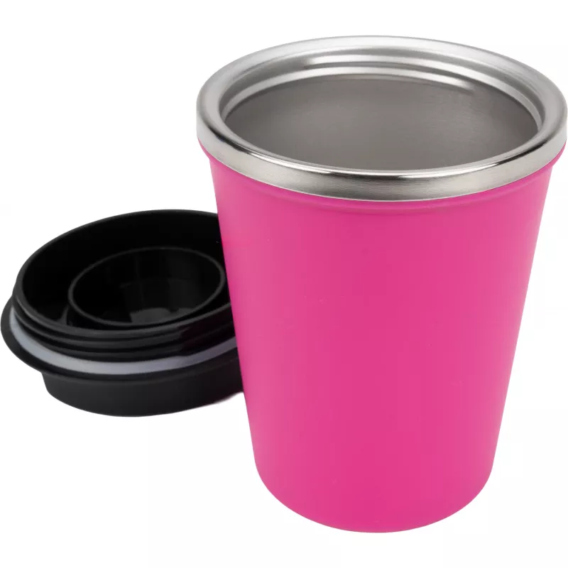 Kubek termiczny 350 ml z powłoką z recyklingu METODY - różowy (8496211)