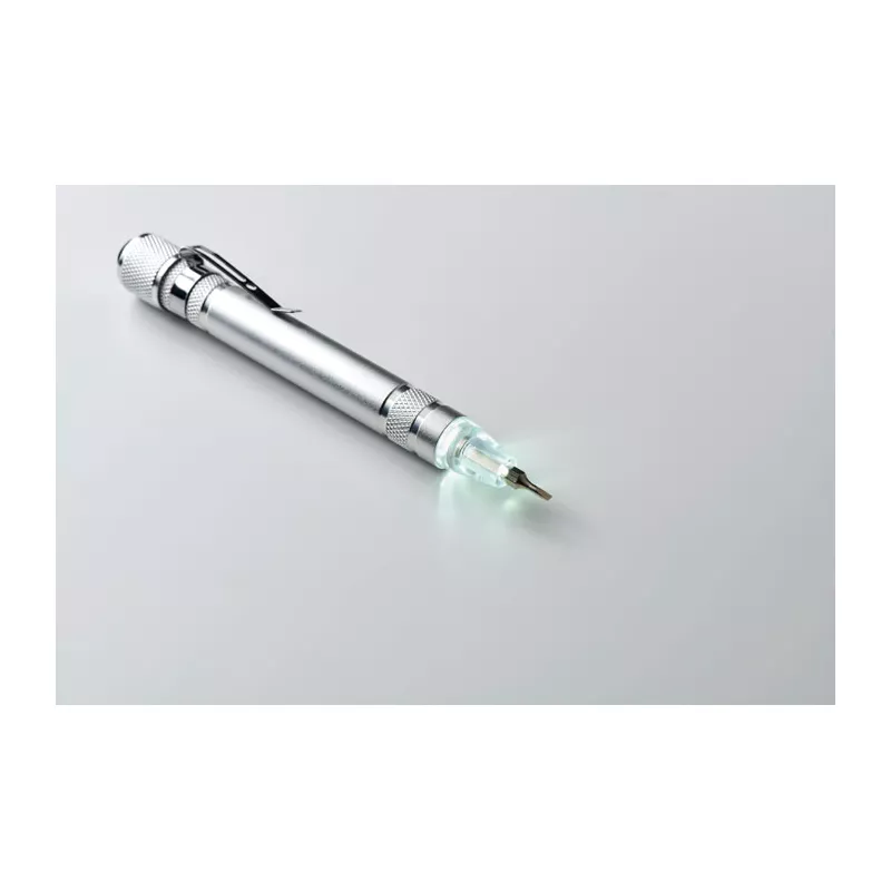Multitool w kształcie długopisu z latarką TUBULAR - Srebrny (MO2498-14)