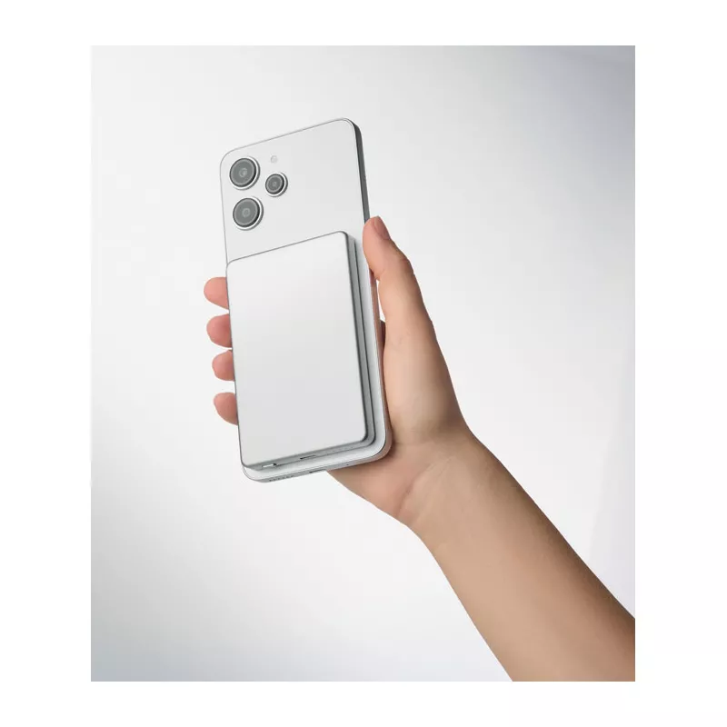 Powerbank magnetyczny 5000 mAh z aluminium CORE - Srebrny Mat (MO3179-16)