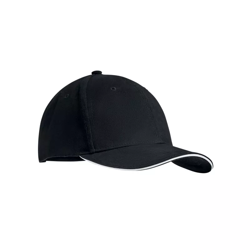 Czapka z daszkiem 6-panelowa 270 g/m² TEKAPO - Bialy/Czarny (MO9643-33)