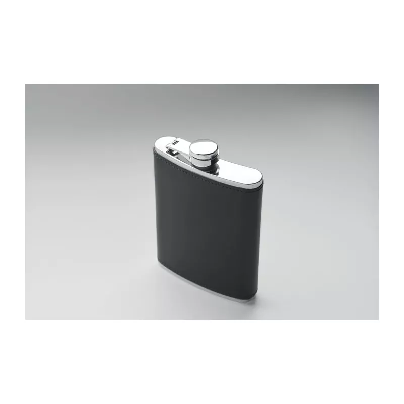 Piersiówka stalowa 200 ml w etui SLIMMY - Czarny (MO2629-03)