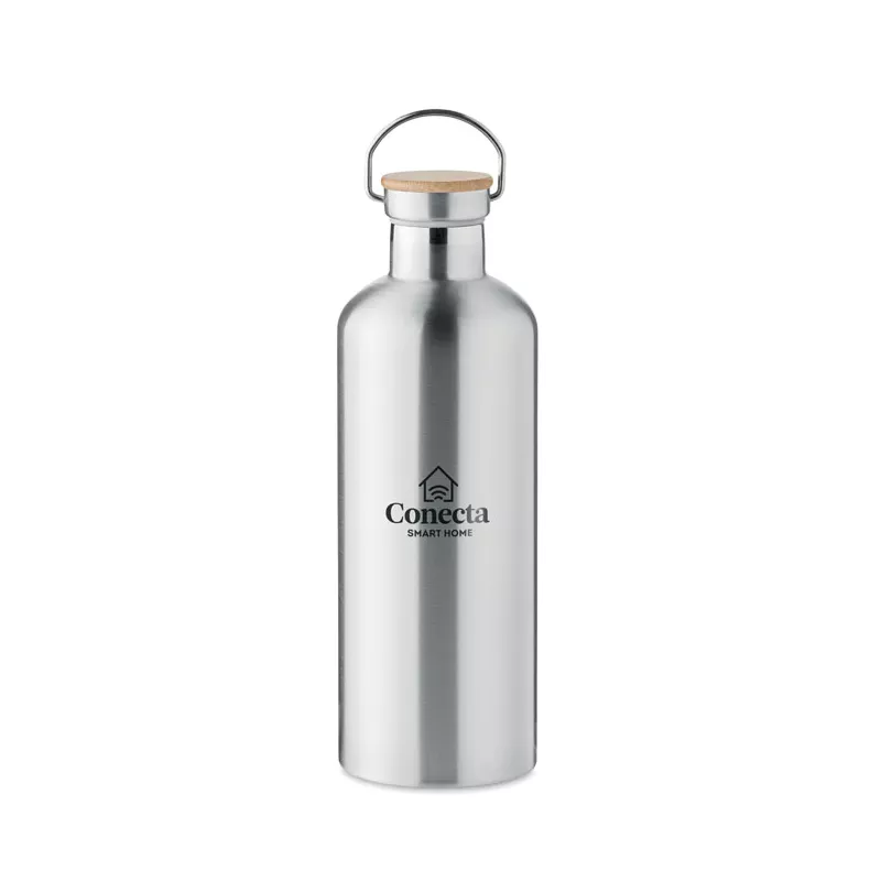 Termos dwuścienny z bambusem 1500 ml HELSINKI EXTRA - Srebrny Mat (MO6676-16)