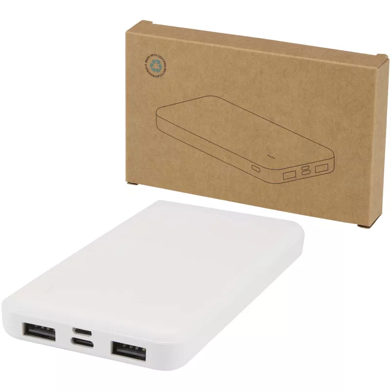 Intan powerbank o pojemności 10 000 mAh i mocy 10 W z tworzyw sztucznych pochodzących z recyklingu - Biały (12445801)