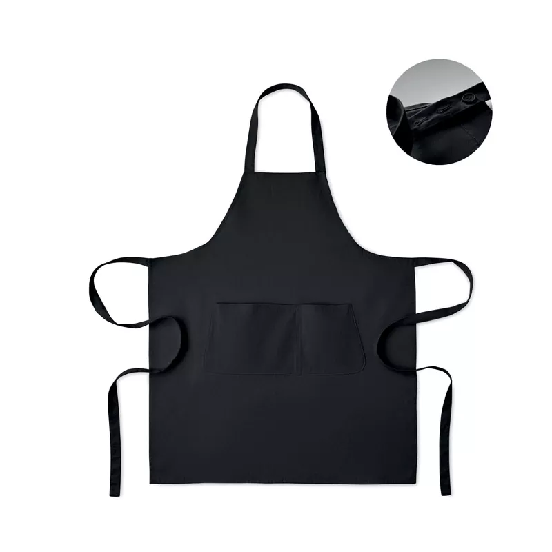 Fartuch z bawełny organicznej 240 g/m² GAMMA - Czarny (MO2249-03)