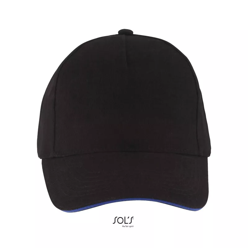 Czapka z daszkiem 5-panelowa 260 g/m² Sol's LONG BEACH - Black/Royal (S00594-JN)