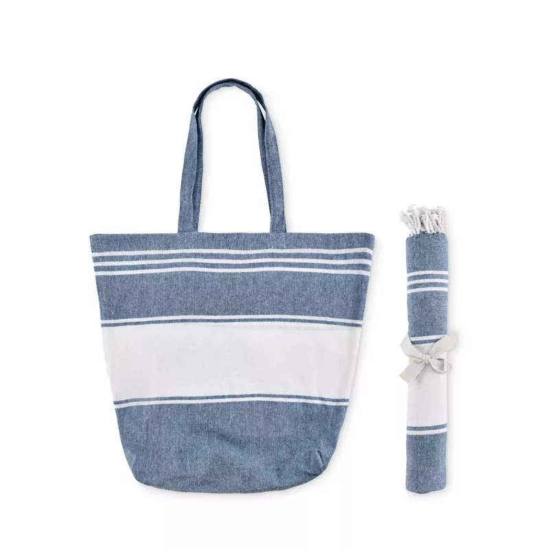Torba plażowa z ręcznikiem hammam 180 g/m² HUMMUM - Niebieski (MO2954-04)