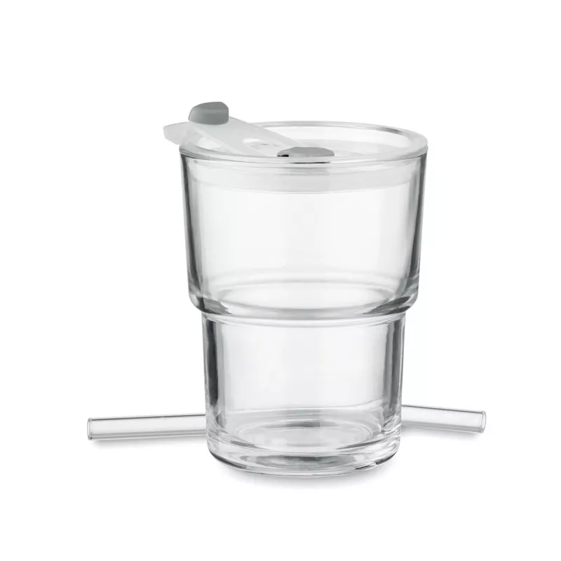 Kubek szklany ze słomką 400 ml SIP - Przezroczysty (MO2502-22)