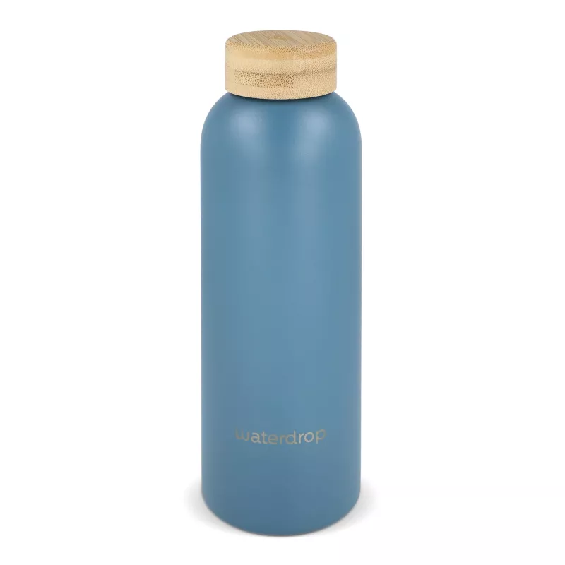 Butelka ze stali nierdzewnej Waterdrop z bambusową nakrętką 600 ml - niebieskoszary (LT47002-N0065)