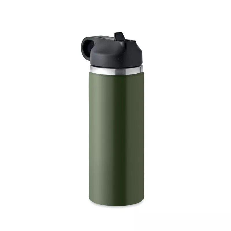Butelka termiczna ze słomką z recyklingu 500 ml IVALO - Ciemnozielony (MO6938-60)
