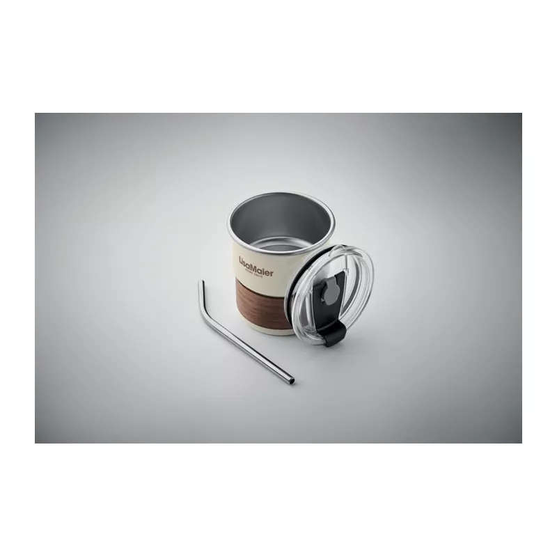 Kubek stalowy ze słomką 260 ml MATE - Bezowy (MO2423-13)