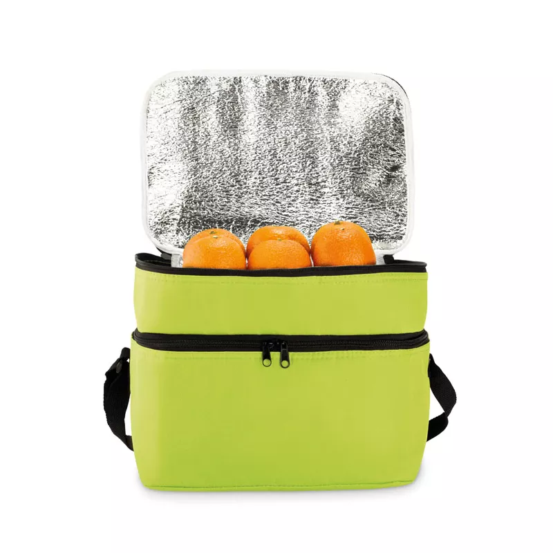 Torba termiczna z 2 przegrodami z poliestru 600D CASEY - Limonka (MO8949-48)