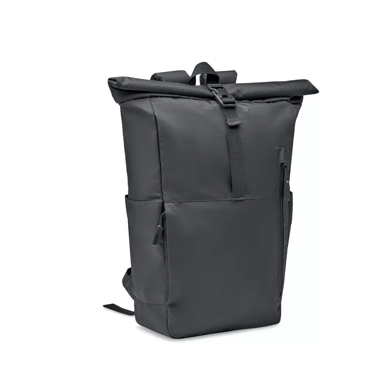 Plecak rolltop na laptop 15" z RPET VALLEY ROLLPACK - Czarny (MO2051-03)