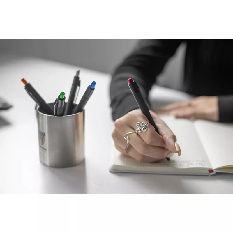 Długopis metalowy z powłoką soft touch i lustrzanym grawerem PAUL - srebrny (19746-00)