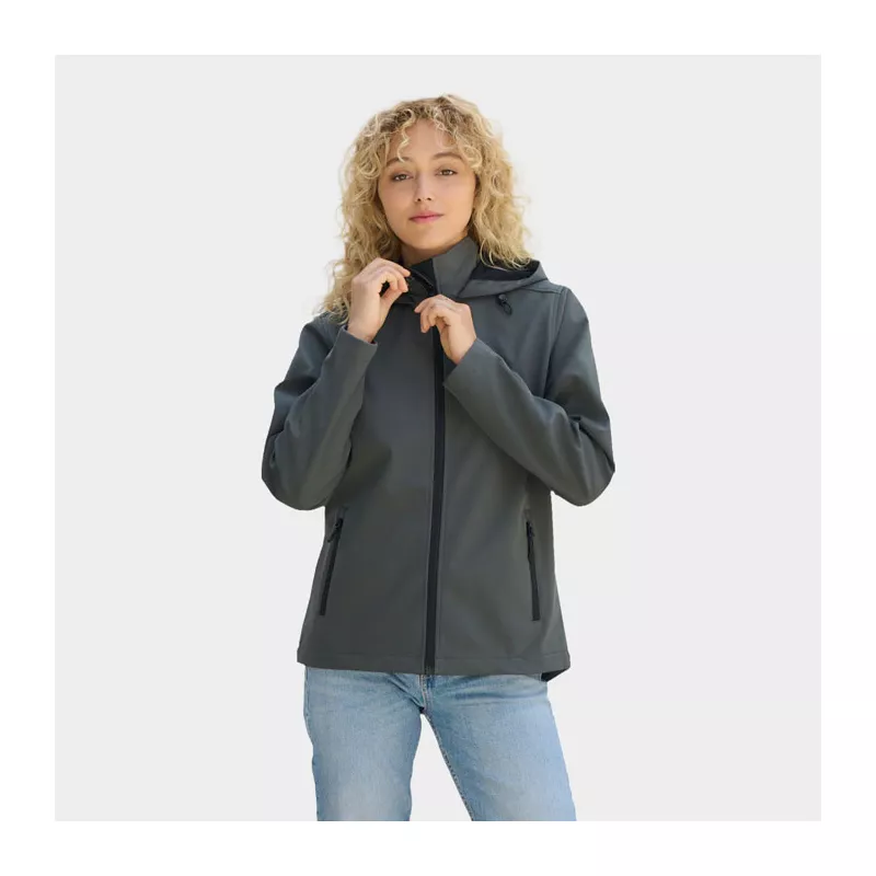 Softshell damski z kapturem Sol's RACE HOODED WOMEN - Szarość Węgla Drzewnego (S04448-CR)