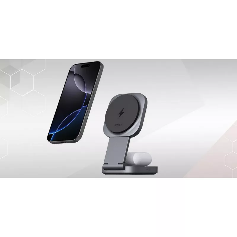 Magnetyczna ładowarka bezprzewodowa 15W Aukey - grafitowy (VAM11-15)