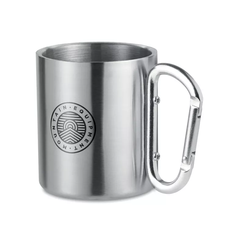 Kubek stalowy dwuścienny z karabinkiem 220 ml TRUMBO - Srebrny Mat (MO8313-16)