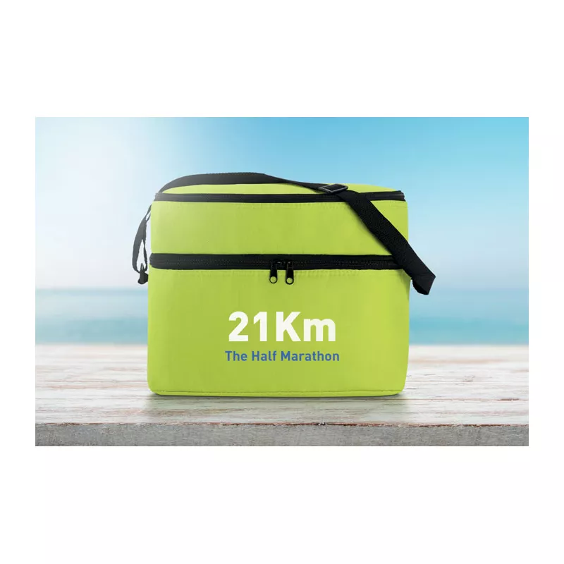 Torba termiczna z 2 przegrodami z poliestru 600D CASEY - Limonka (MO8949-48)