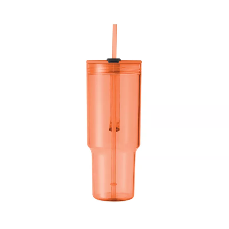 Kubek z RPET ze słomką 1200 ml MUGORA - Przezroczysty Pomaranczowy (MO2964-29)