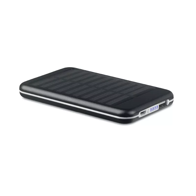 Powerbank solarny z aluminium 4000 mAh SOLARFLAT - Czarny (MO9075-03)