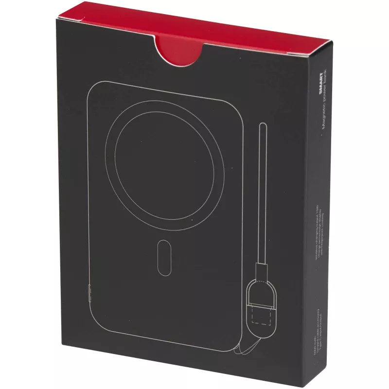 Powerbank SMART o pojemności 5000 mAh, wykonany z tworzywa sztucznego pochodzącego z recyklingu, ze smyczą na szyję - Czarny (12452990)