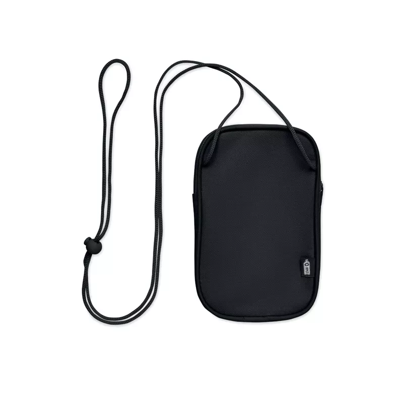 Saszetka podróżna RPET 600D na sznurku KOROVIN POUCH - Czarny (MO2675-03)