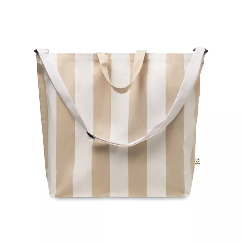 Torba plażowa duża w paski 280 g/m² LAGUNA - Bialy (MO2555-06)