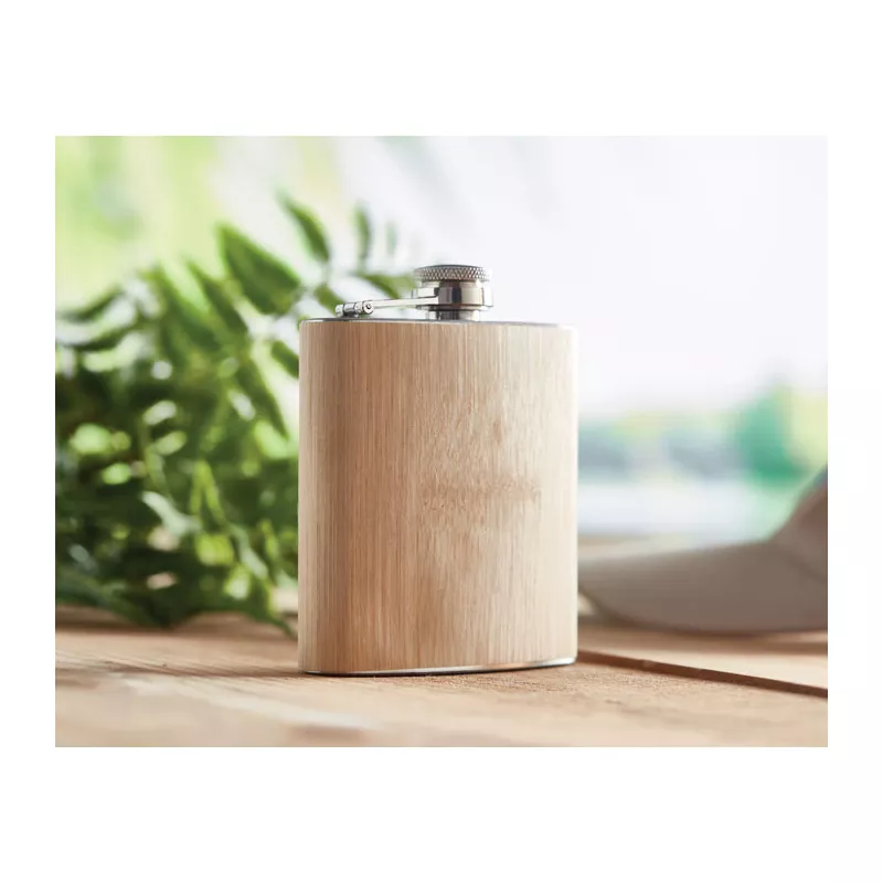 Piersiówka z bambusowym wykończeniem 170 ml HIPHIP - Bezowy (MO6356-13)