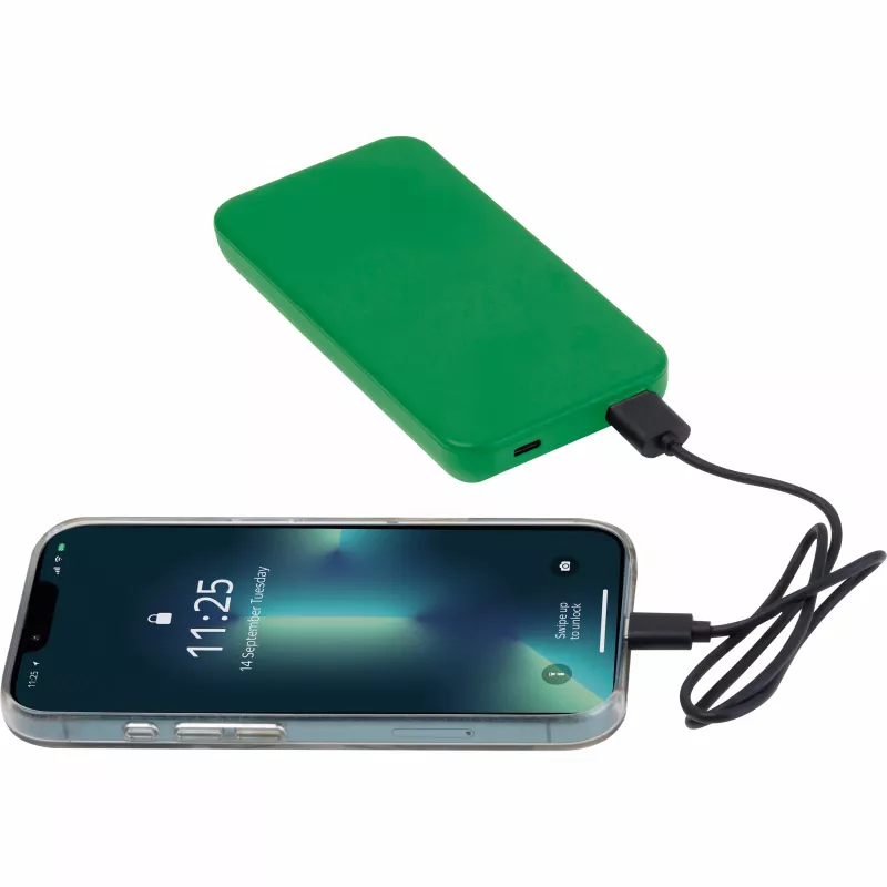 Power bank z ABS z recyklingu 10 000 mAh PRESTON - zielony (3549409)