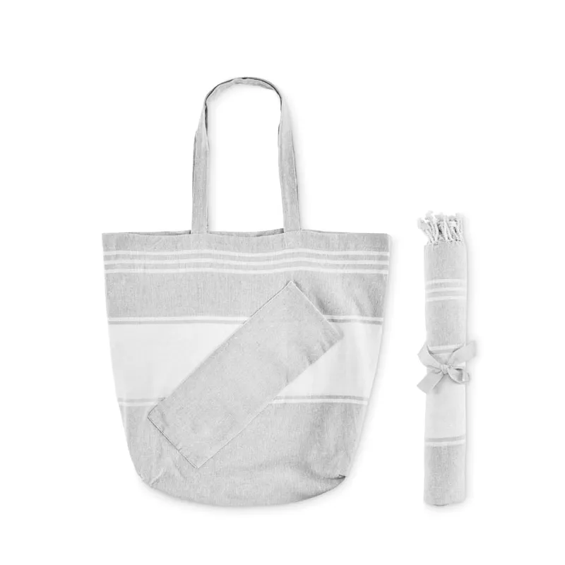 Torba plażowa z ręcznikiem hammam 180 g/m² HUMMUM - Szary (MO2954-07)