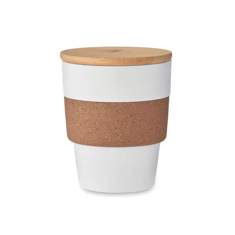 Kubek z PP z korkową opaską 300 ml GALAO - Bialy (MO6981-06)
