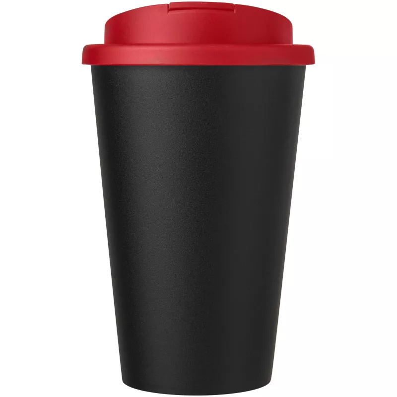 Kubek Americano® Eco z recyklingu o pojemności 350 ml z pokrywą odporną na zalanie - Czarny-Czerwony (21042521)