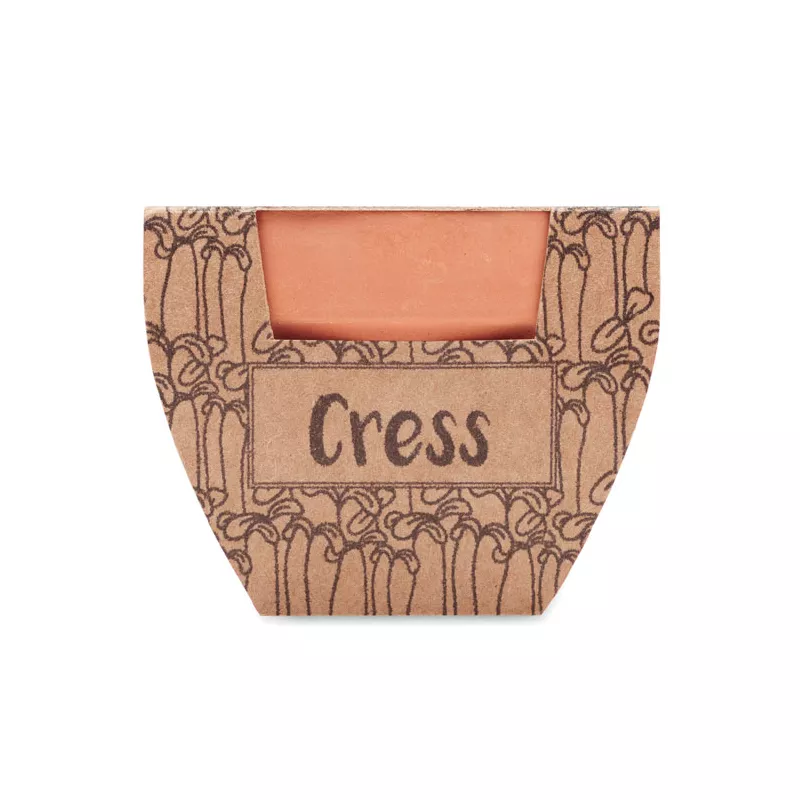 Doniczka z terakoty z nasionami rzeżuchy CRESS POT - Drewna (MO2219-40)
