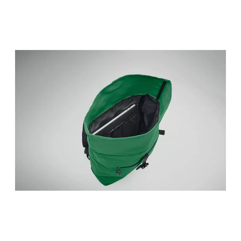 Plecak rolltop na laptop 15" z poliestru 600D IREA - Ciemnozielony (MO2170-60)