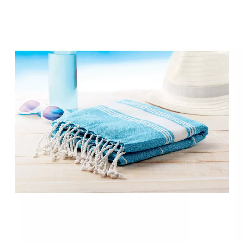 Ręcznik hammam bawełniany 90x170 cm 180 g/m² MALIBU - Turkusowy (MO9221-12)